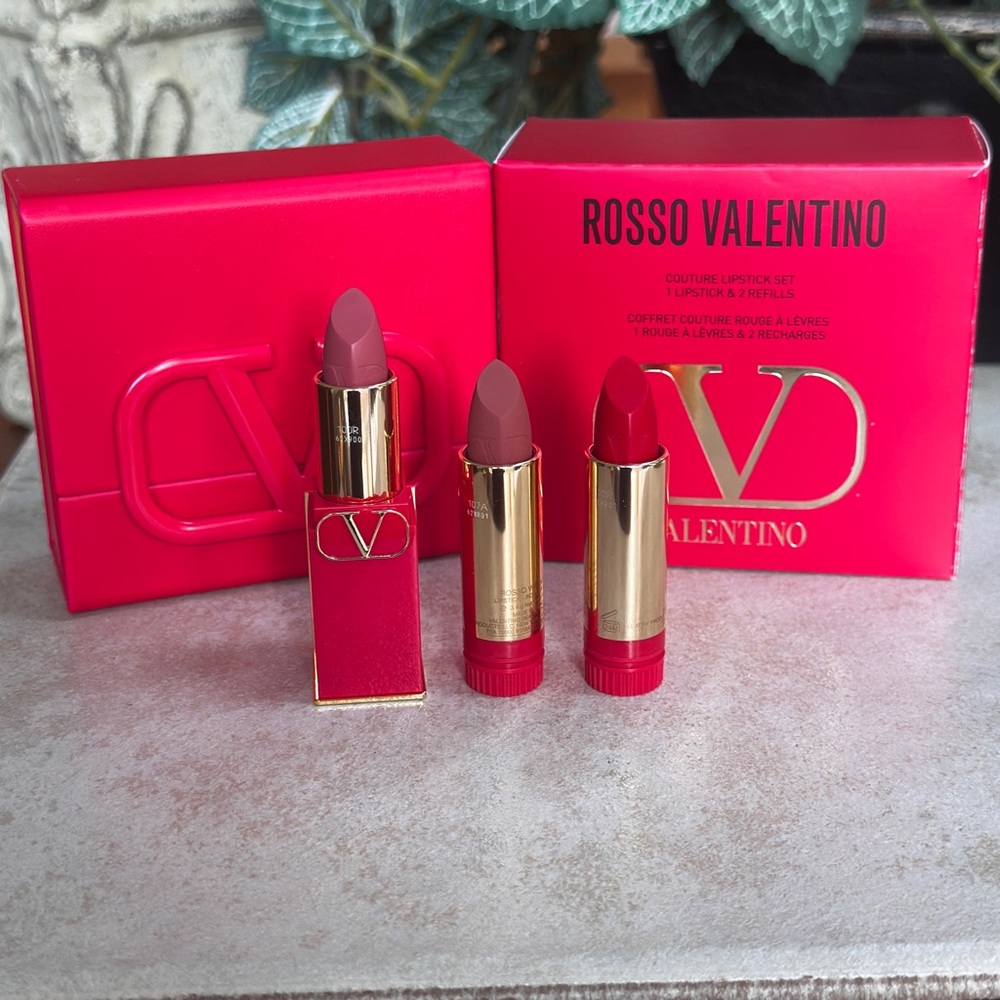 Valentino Rosso Lipstick Trio - Bold Red and Soft Pink